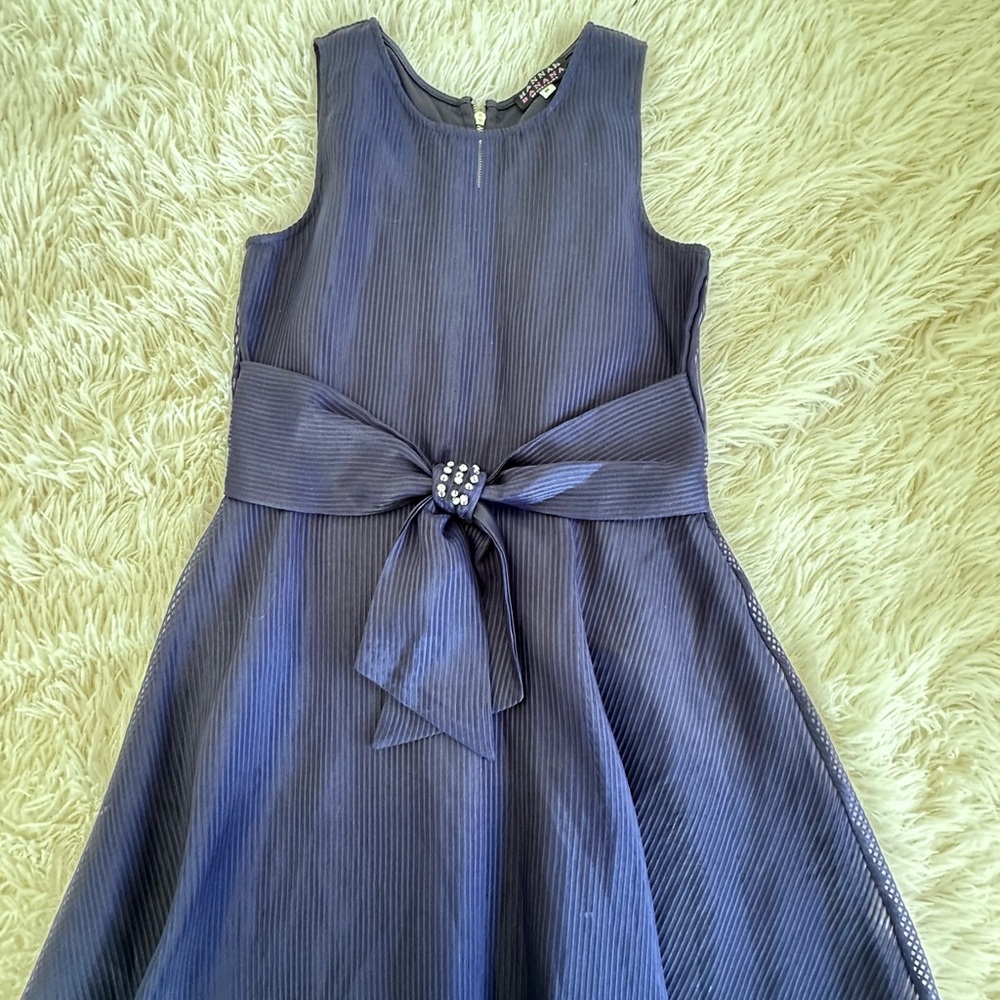 Hannah Banana Elegant Navy Dress with Bow